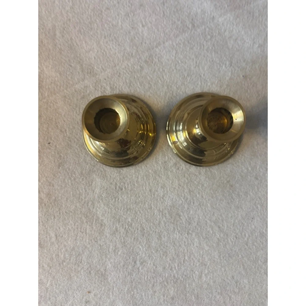 Set of 2‎ Brass Candlesticks Small Vintage Taper Holder Ornate Base